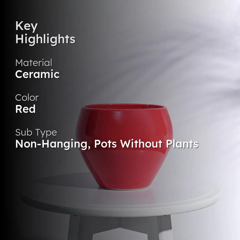 Ugaoo Apple Red Ceramic Pot- Medium media 2
