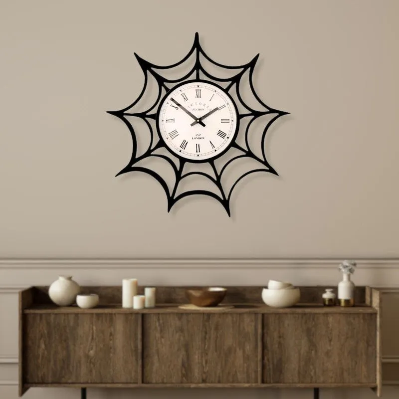 Spiderweb Steel Analog Wall Clock - Black media 3