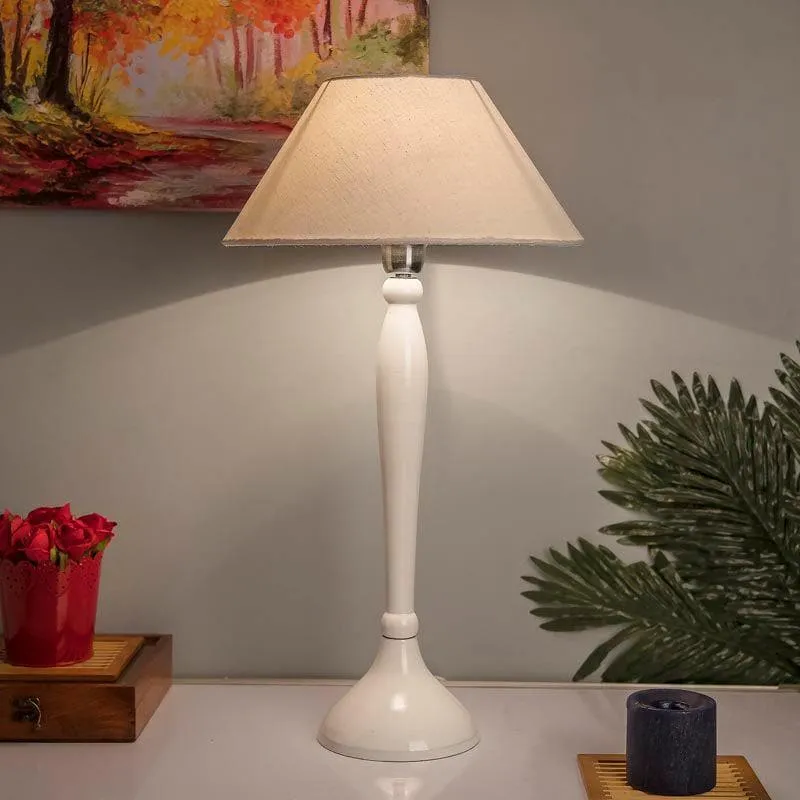 Royal Ovoid Fabric Table Lamp - White media 1