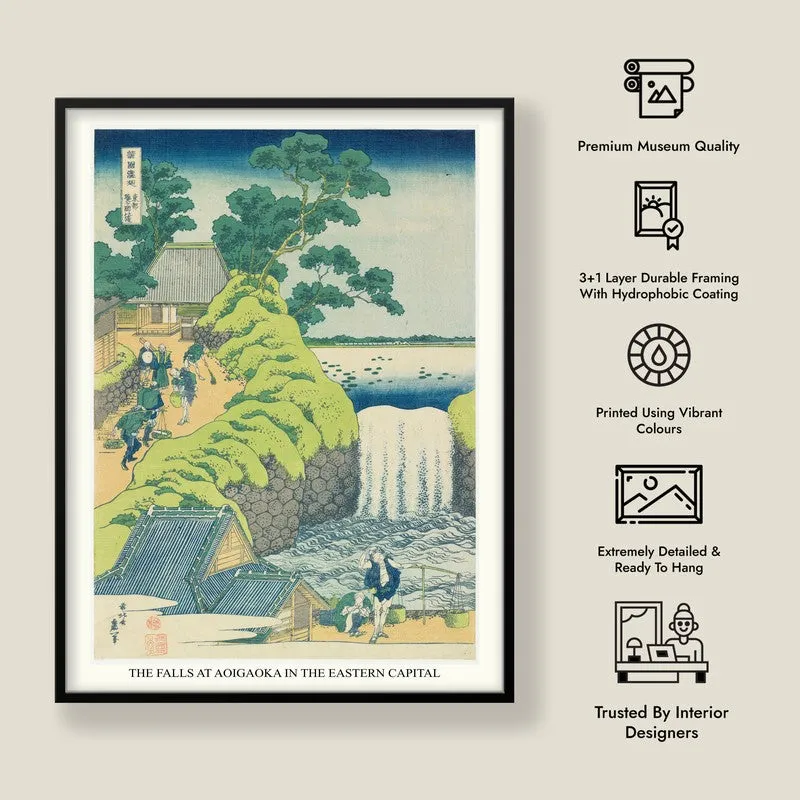 Fall Of Aoiga Oka Katsushika Hokusai Archival Canvas Wall Painting - Black Frame media 8