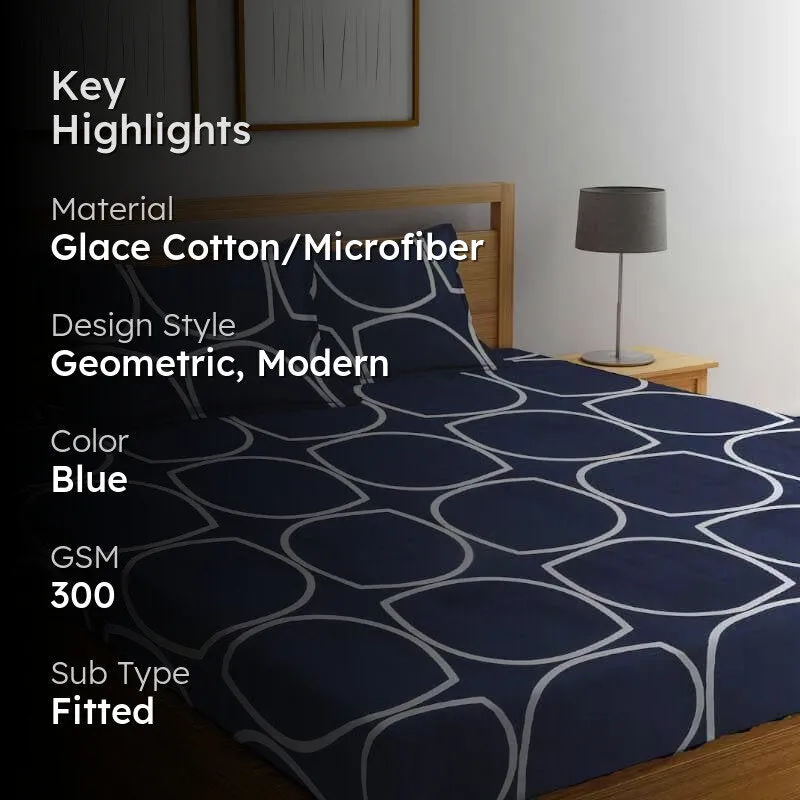 Circum Jive Fitted Microfiber Bedsheet (Dark Blue) - 300 GSM media 2
