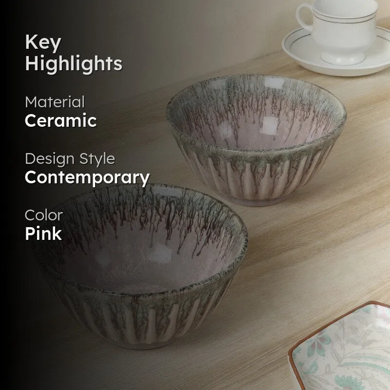Elantra Feast Serving Bowl (Pink,700 mL Each) - Set Of Two media 2