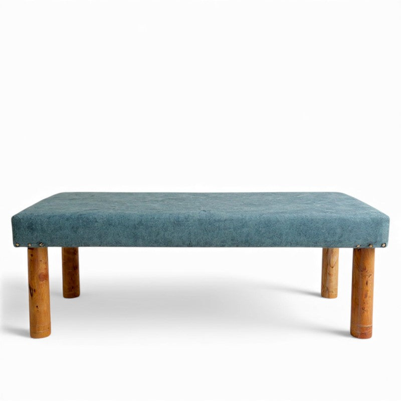 Breno Sheesham Wooden Bench - Blue media 3
