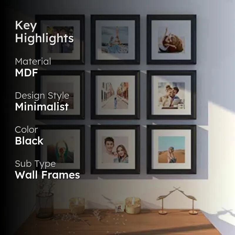 Memories Encased Photo Frame (Black) - Set Of Nine media 2