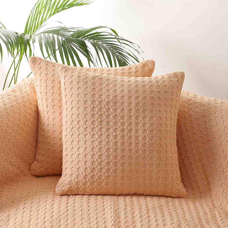 Saigon Street Solid Cotton Cushion Cover (Orange) - Set Of Two media 2