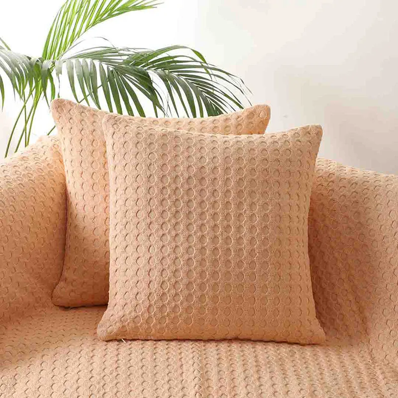 Saigon Street Solid Cotton Cushion Cover (Orange) - Set Of Two media 2