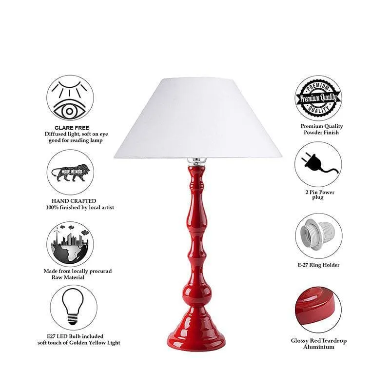 Graceful Gleam Fabric Table Lamp - Red,White media 6