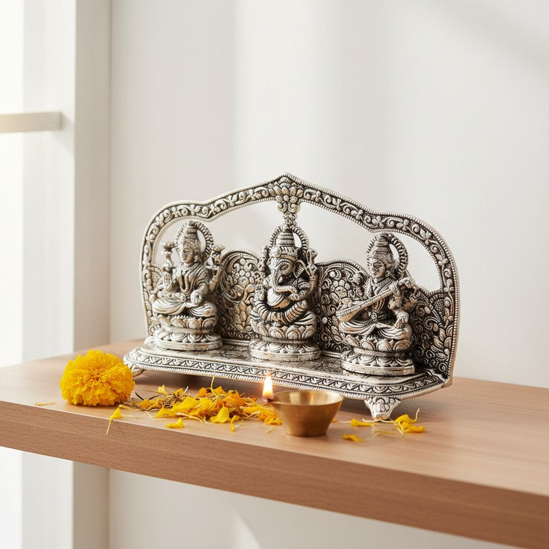 Lakshmi Ganesha Saraswati Harmony Metal Idol