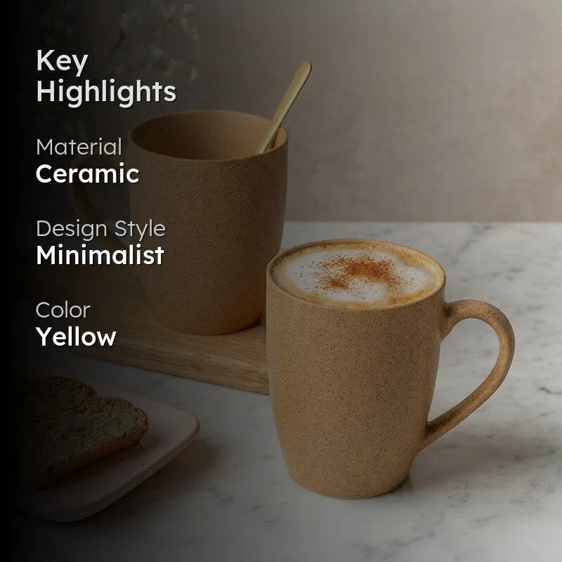 Sip & Style Ceramic Coffee Mug (Mustard Yellow/300 mL Each) - Set Of Two media 2
