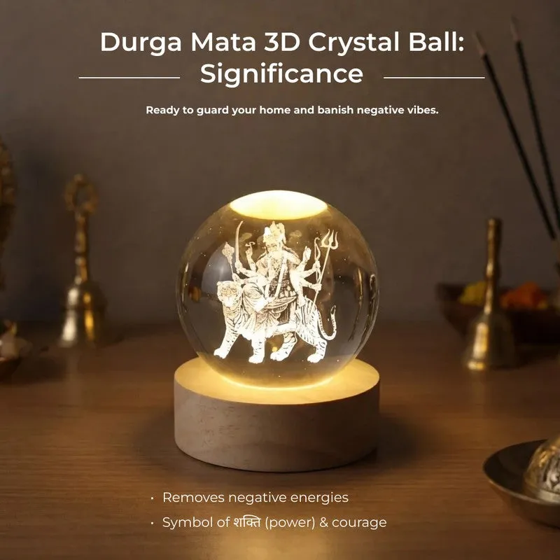 Maa Durga Aura Glass Ball Table Lamp media 7