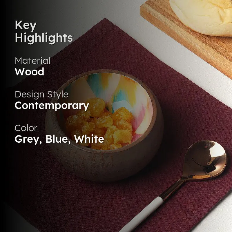 Tharva Acacia Wood Snack Bowl media 2