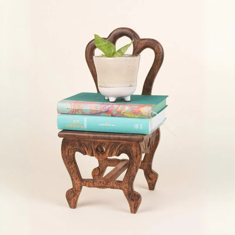 Alice Mini Chair Handcrafted Wooden Wall Shelf media 5