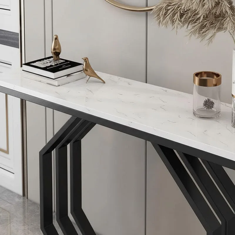 Heptagon Metal Console Table with Marble Top - Medium media 3