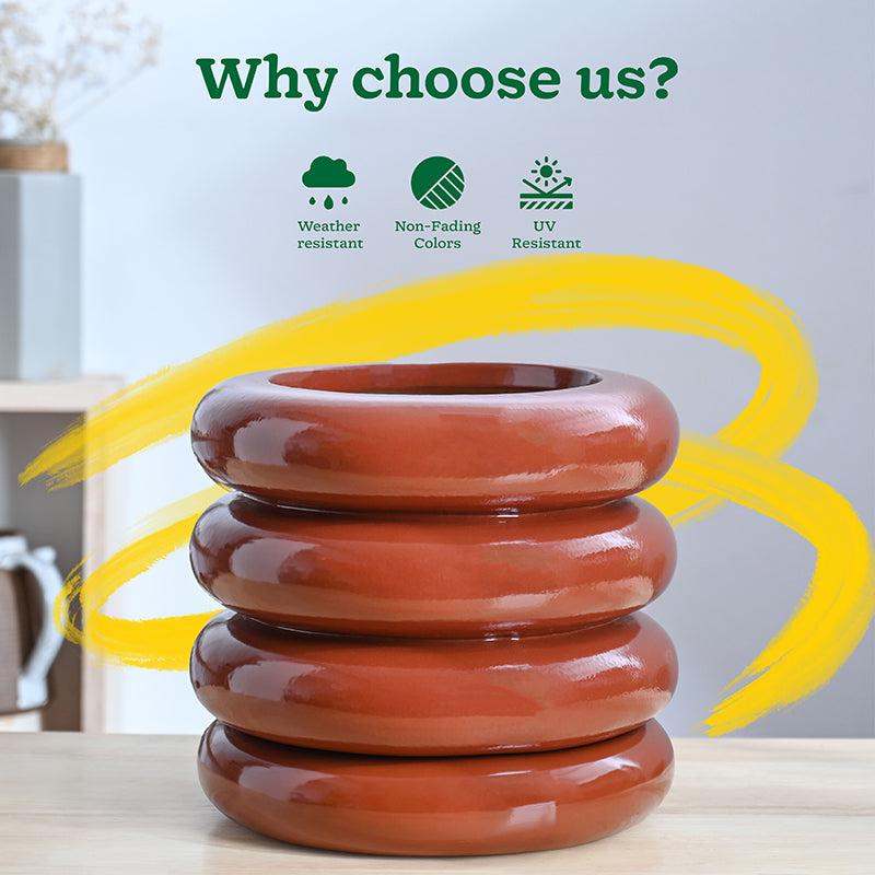 Ugaoo Ceramicurve Four Layer Ceramic Planter - Terracotta media 6
