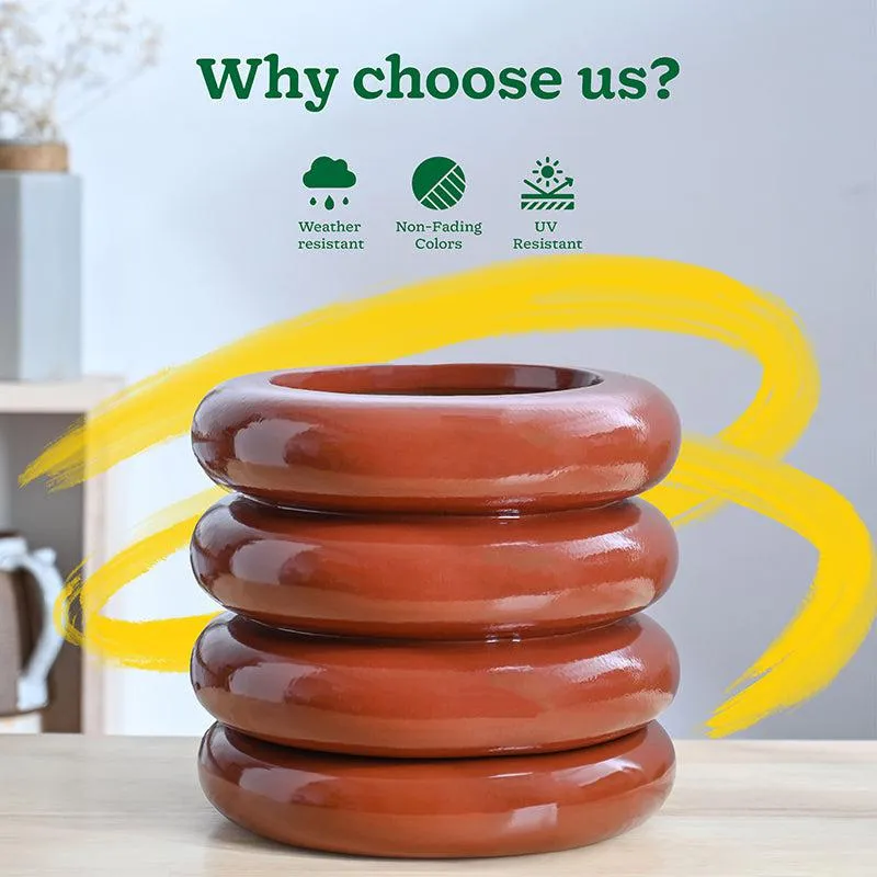 Ugaoo Ceramicurve Four Layer Ceramic Planter - Terracotta media 7