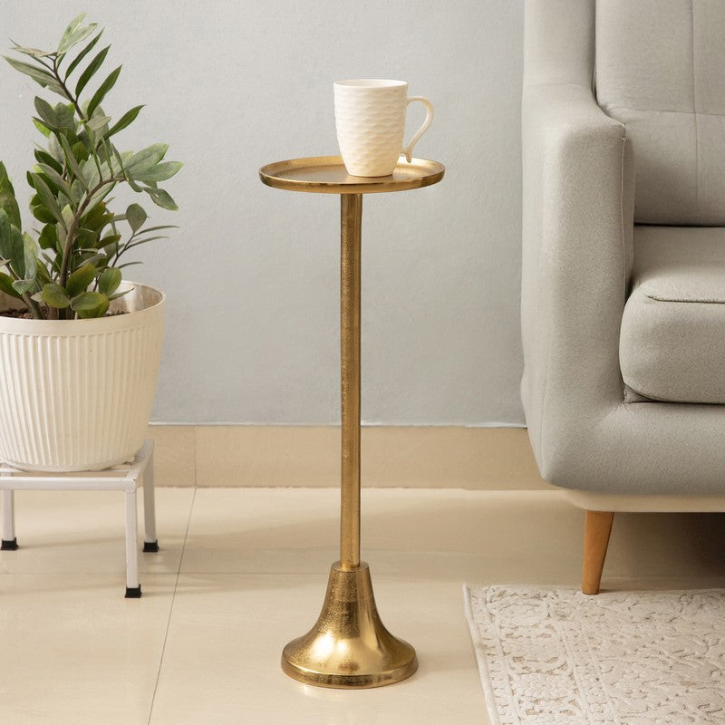 Minimal Stem Aluminum Side Table - Gold