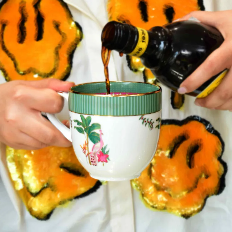 Gilded Mayura Pete 24k Gold Brushed Porcelain Coffee Mug (300 mL Each) - Set Of Six media 4