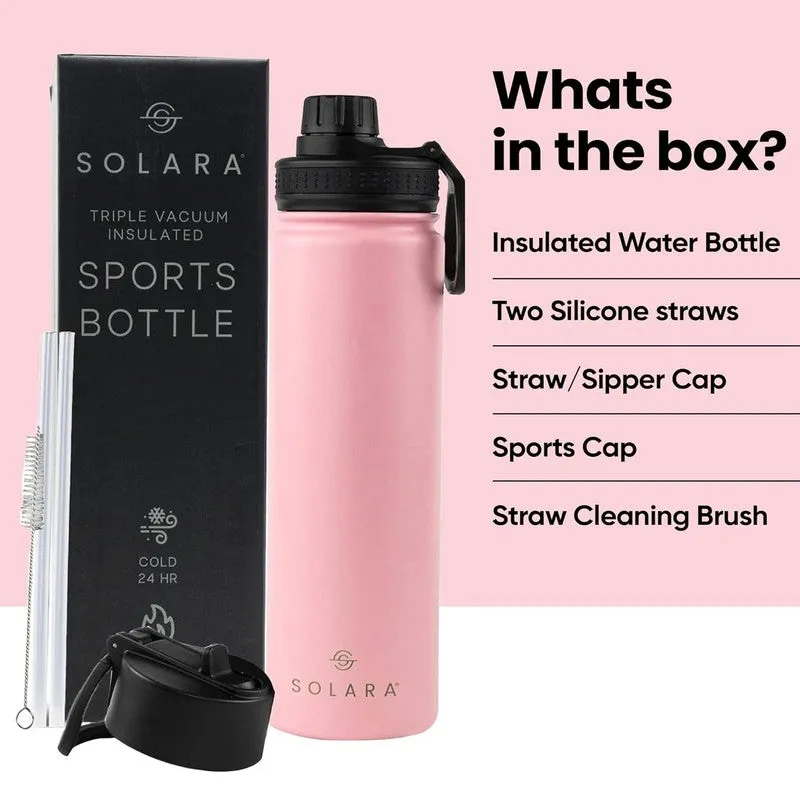 Solara Insulated Stainless Steel Bottle (650 mL) - Pink & Black media 5