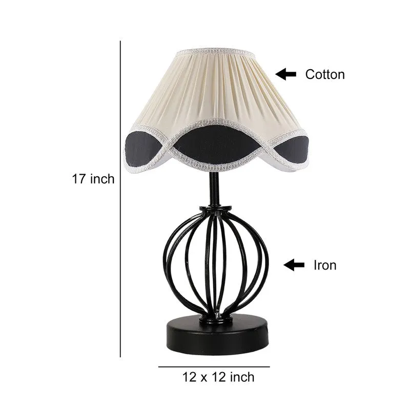 Auryssa Cotton Table Lamp With Wooden Base - Ivory media 9
