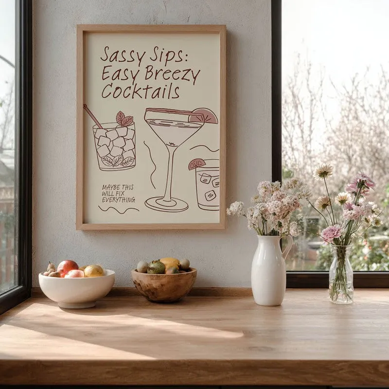 Sassy Sips Archival Canvas Wall Art - Brown media 6