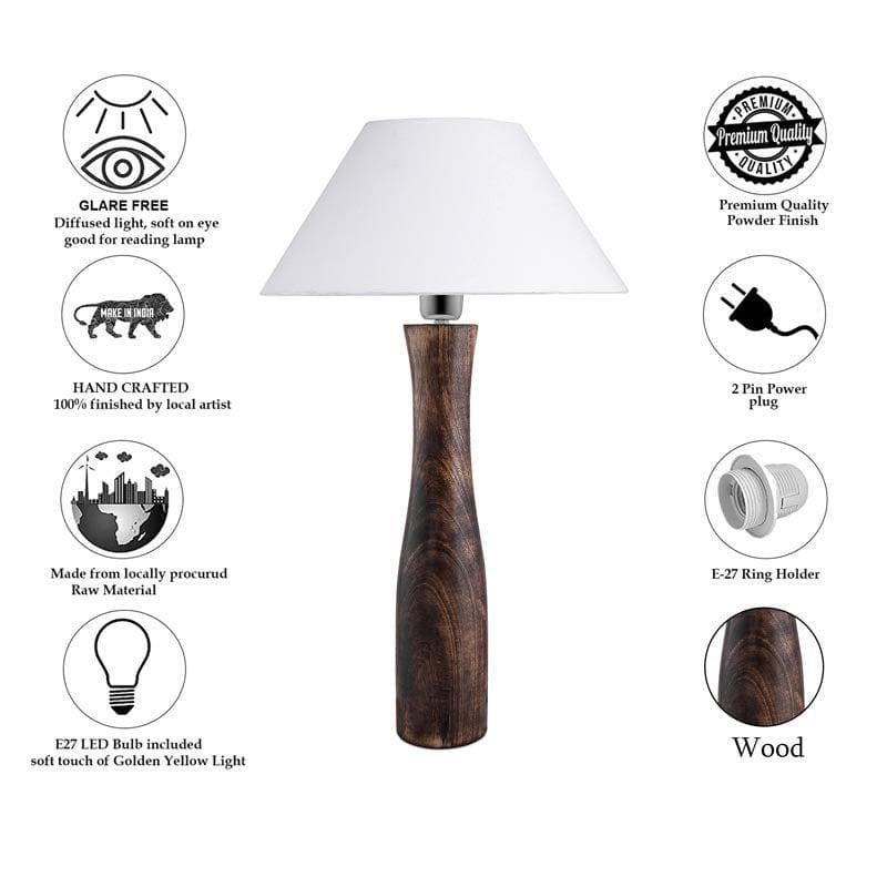 Harmony Glimpse Fabric Table Lamp With Conical Shade - White,Brown media 6