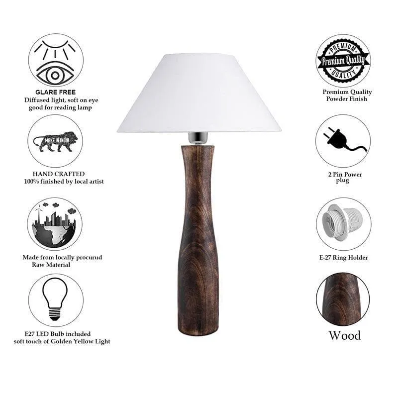 Harmony Glimpse Fabric Table Lamp With Conical Shade - White,Brown media 6