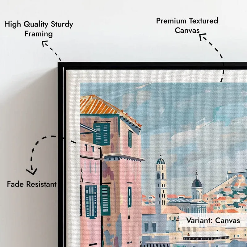Vintage Dubrovnik Framed Canvas Wall Painting media 7