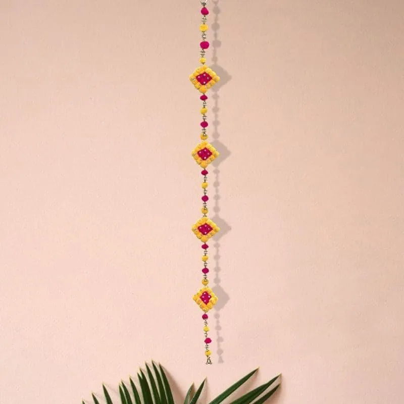 Pompom Toran (Pink & Yellow) - Set Of Two media 3