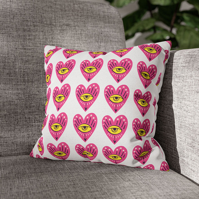 Heart's Eyes Printed Velvet Cushion Cover