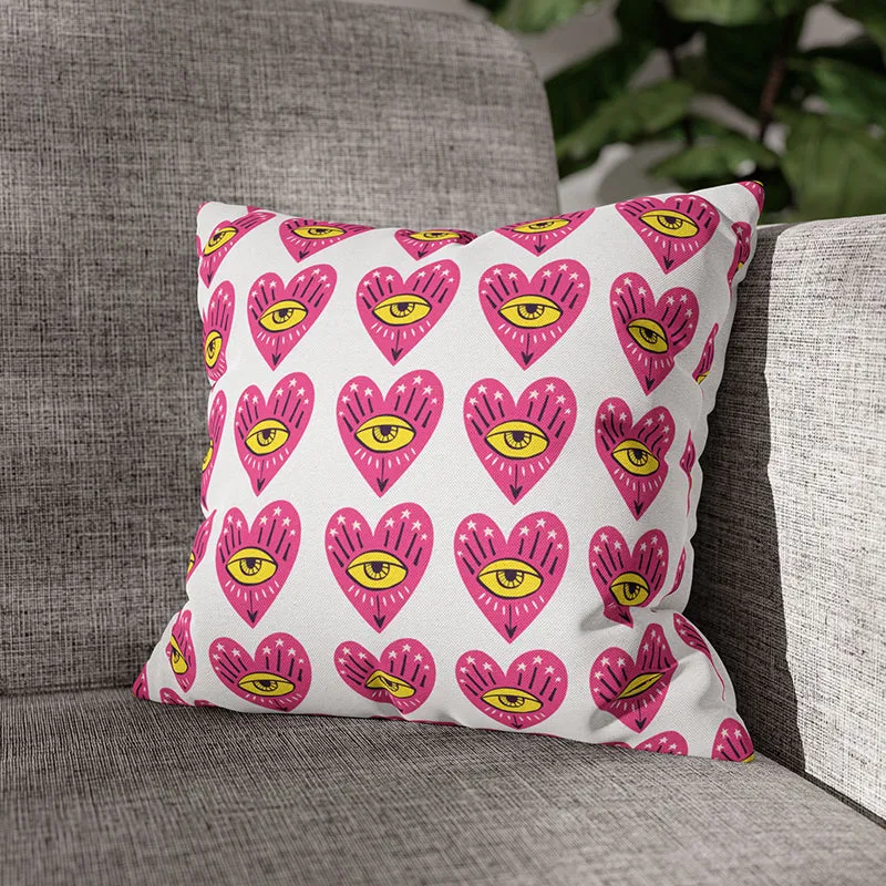 Heart's Eyes Printed Velvet Cushion Cover media 1
