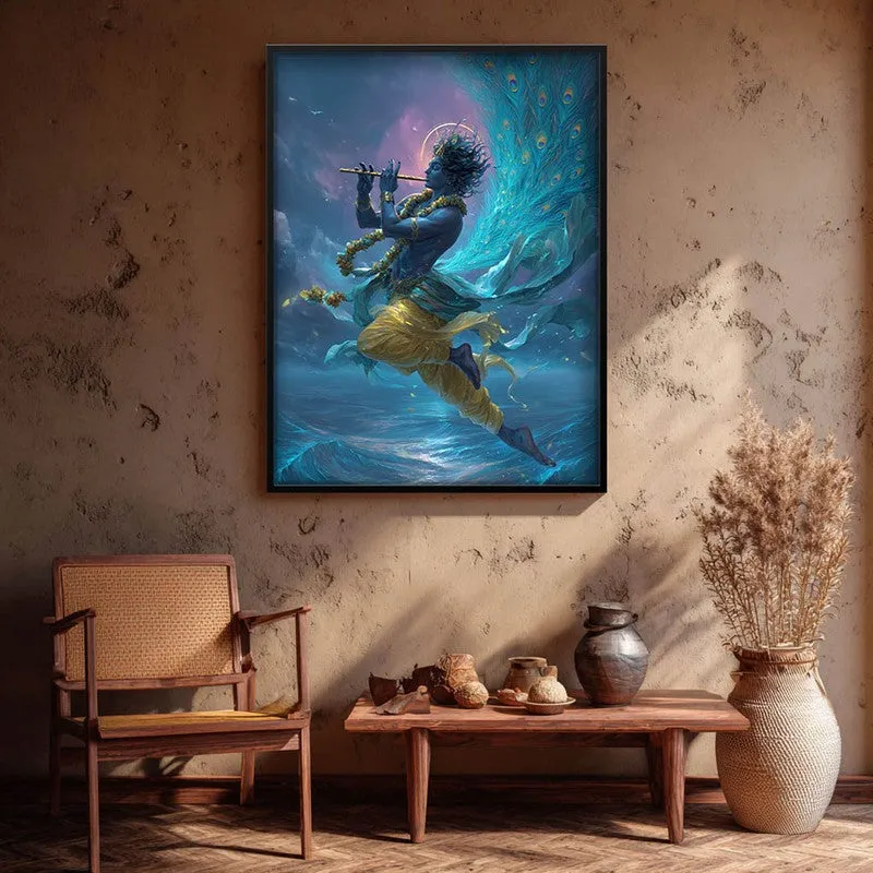 Lord Krishna in Celestial Radiance Archival Paper Wall Art media 1