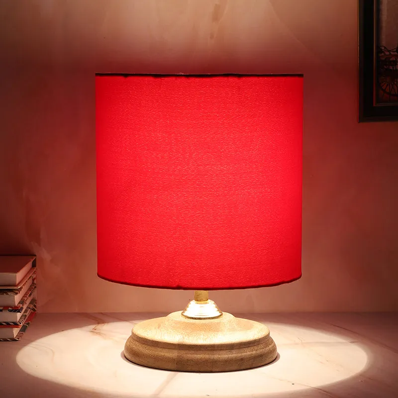 Bisara Pebble Solid Mango Wood Table Lamp - Red, Brown media 4