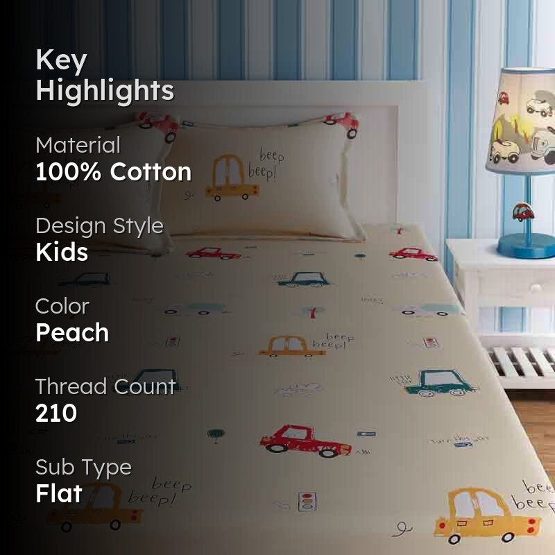 The Honking Cars Cotton Bedsheet  - 210 TC media 2