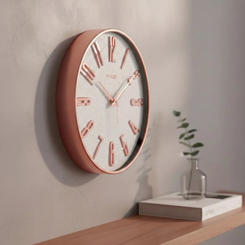 Elite Numeric Plastic Wall Clock - White & Rose Gold media 5