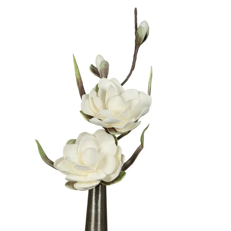 Elegant Artificial Magnolia Foam Flower Stick - White media 4