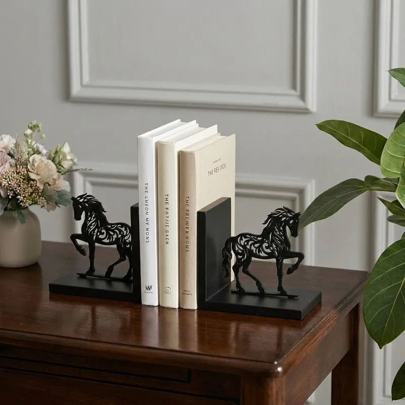 Royal Stallions Wooden Book End - Set of Two media 1