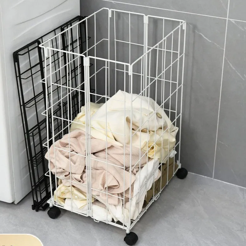 Homezy Foldable Iron Laundry Basket - White media 4