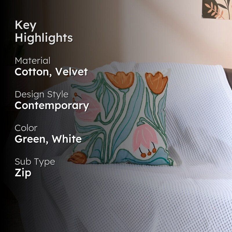 Tulip Elegance Cotton Velvet Cushion media 2
