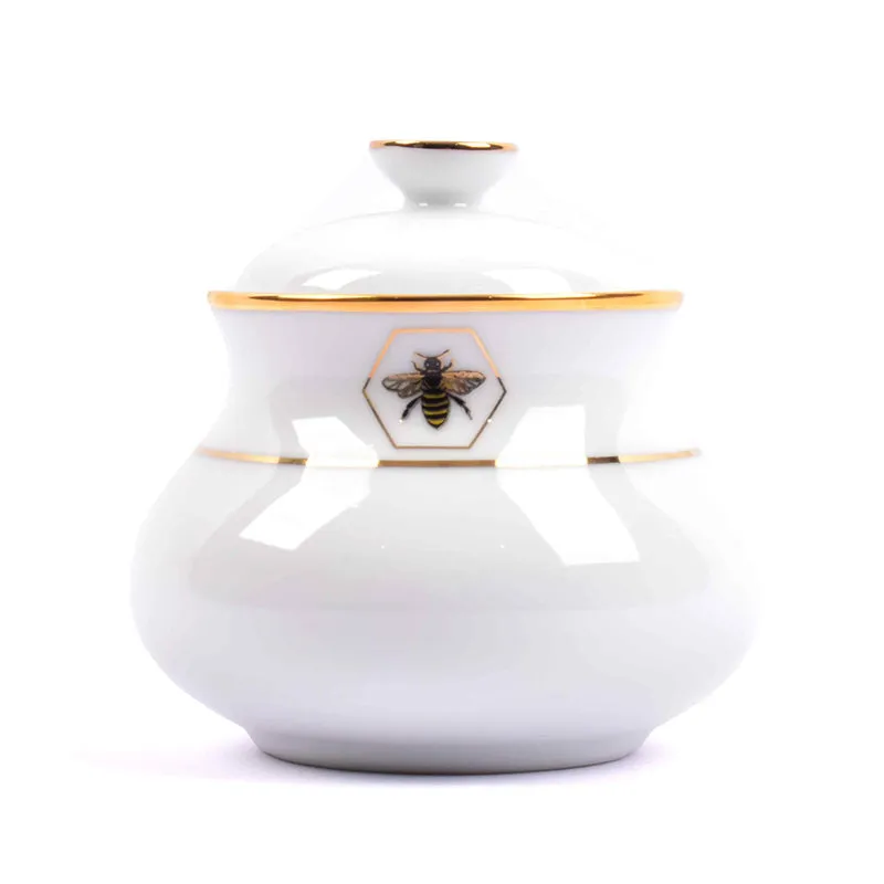 Gilded Bee 24k Gold Brushed Porcelain Tea Set With Tea Pot - Seventeen Piece Set media 10