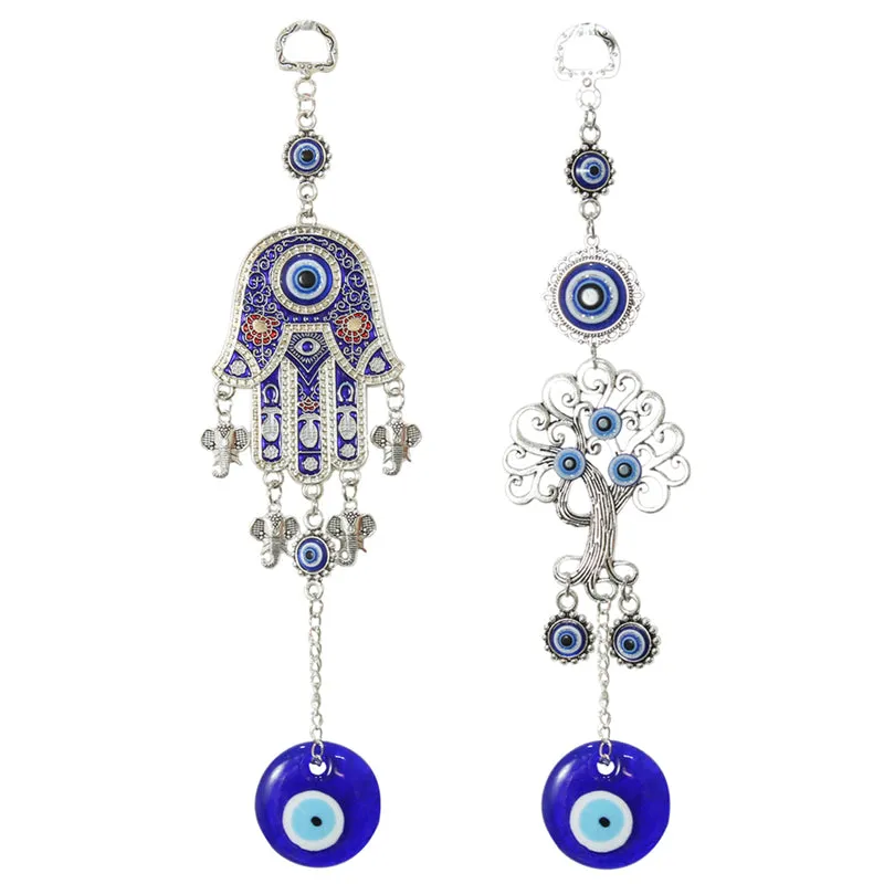 Tree Of Life & Hamsa Palm Evil Eye Metal Wall Accent - Set Of Two media 5