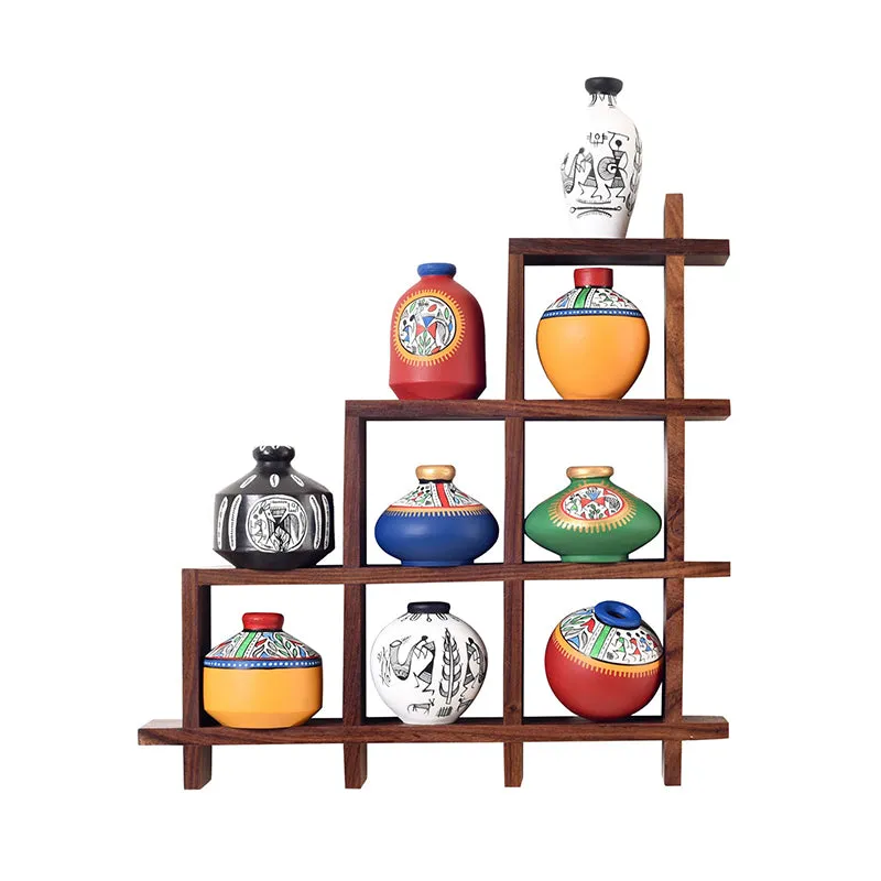 Warli Box Terracotta & Wood Wall Accent - Ten Piece Set media 3
