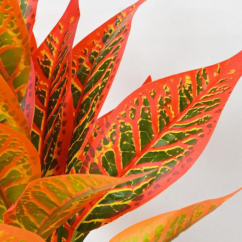 Faux Orange Artificial Croton Plant With Black Plastic Pot - 71 cm (2.3 ft) image 4
