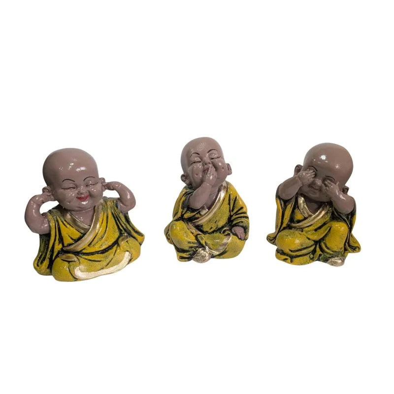 Zen Monks Budhha Resin Showpiece - Set of Three media 4