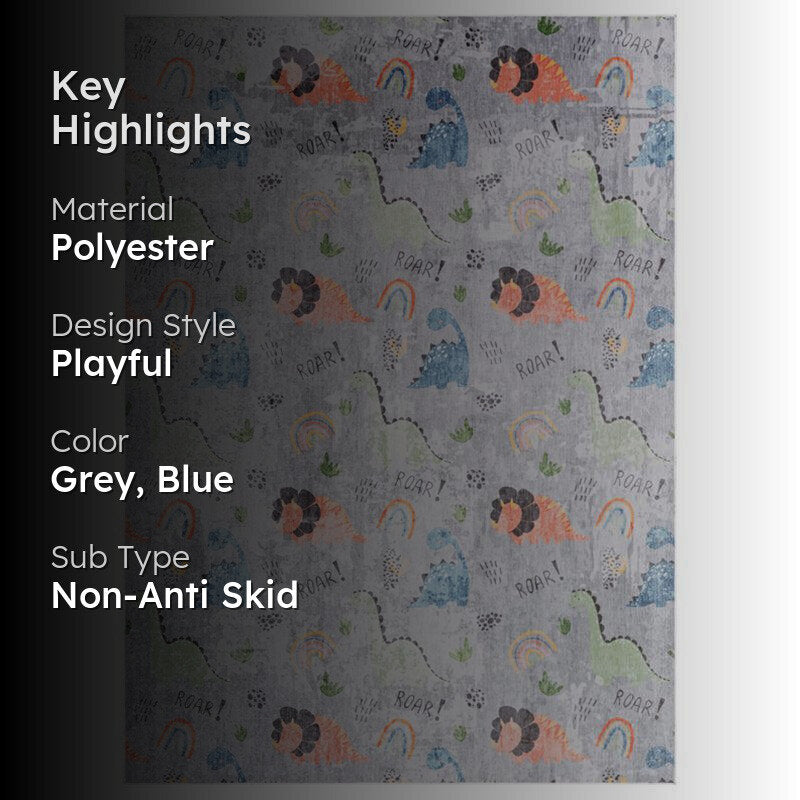 Twinkle Tumble Kids Polyester Anti-Skid Carpet - Grey & Blue media 2