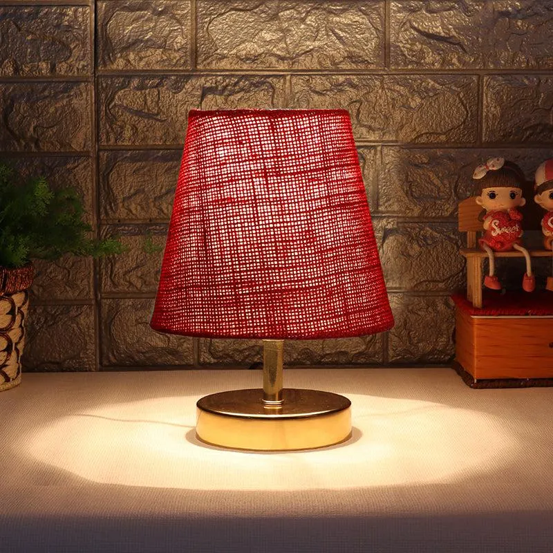Alba Jute Table Lamp - Maroon,Gold media 1