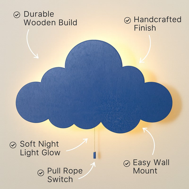 Snuggle Cloud Battery Operated MDF Wall Lamp - Blue media 5
