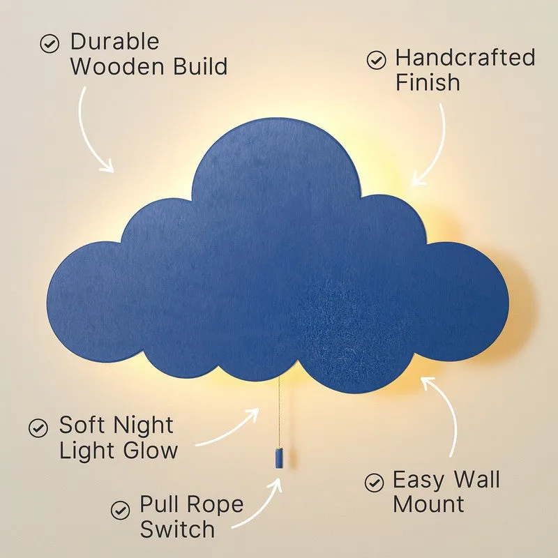 Snuggle Cloud Battery Operated MDF Wall Lamp - Blue media 5