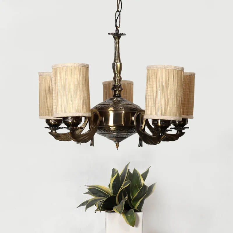 Fantasia Cylindrical Golden Antique Ceiling Lamp media 2