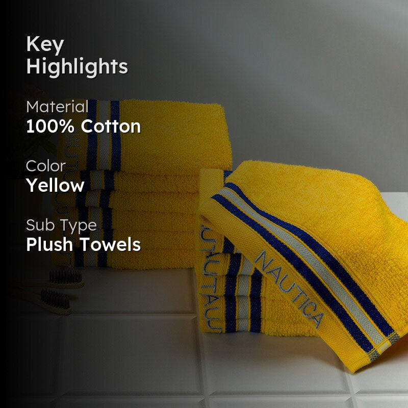 Nautica Dove Down Cotton Face Towel (Yellow) - Set Of Twelve media 2