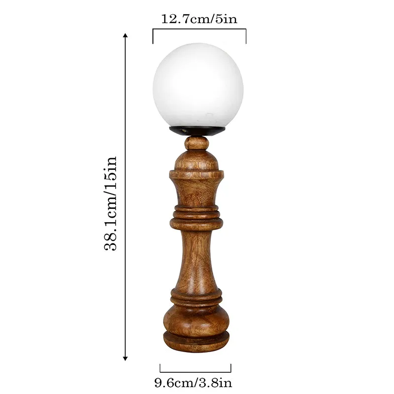 Chess Queen Wooden Table Lamp - Brown,White media 6
